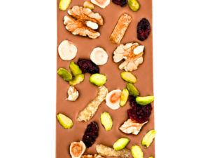 Tablette Chocolat Lait 45% Sao Tome façon "Mendiant" 80g